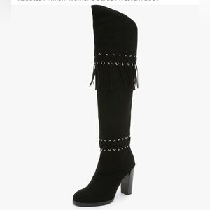 REBECCA MINKOFF Black and Gold Bardo Western Boot